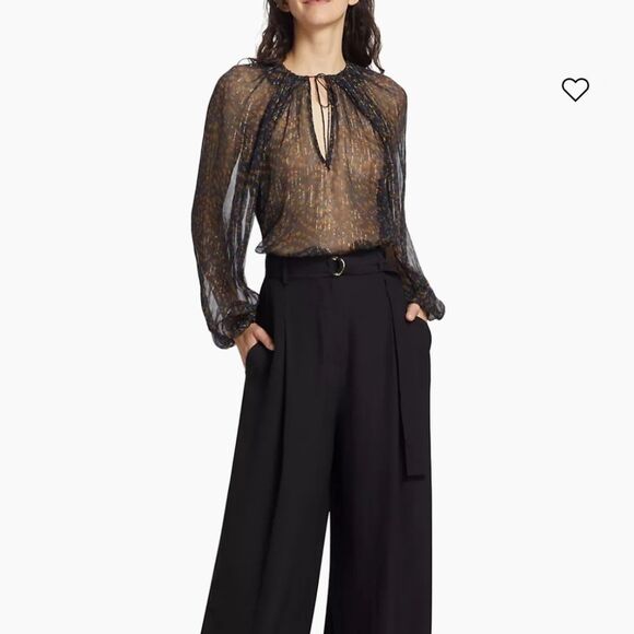 Ulla Johnson NWT Pauline Chiffon Blouse in Peridot Pomegranate $420 Women‎ Sz 6 - Picture 2 of 15